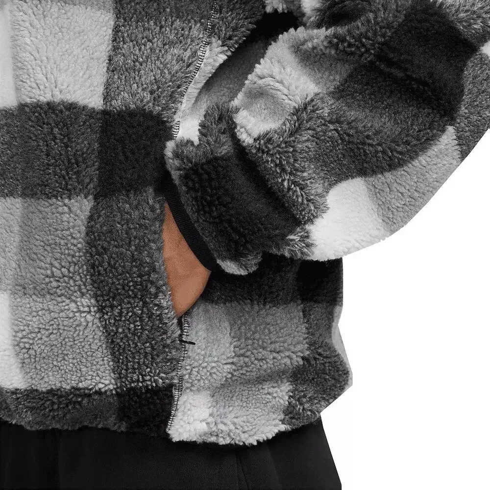 Nike Men's Club Winterized Black Plaid Fleece 1/2 Zip Jacket